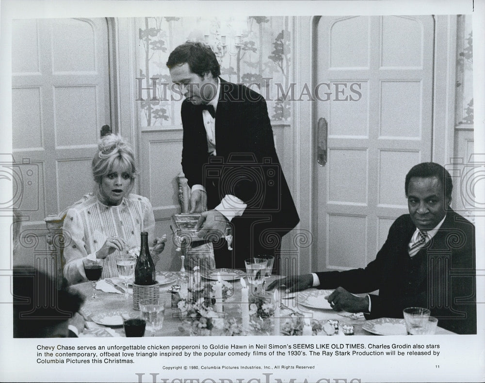 1980 Press Photo Goldie Hawn, Chevy Chase &quot;Seems Like Old Times&quot; - Historic Images