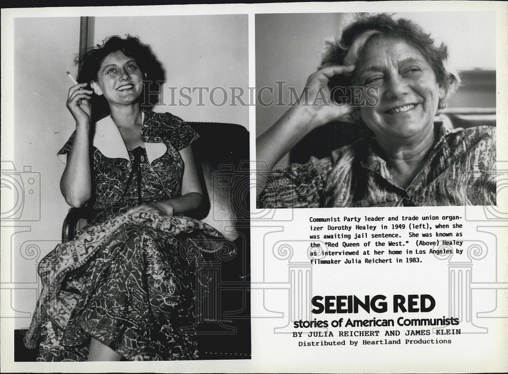 1983 Press Photo Dorothy Healey &quot;Seeing Red&quot; - Historic Images