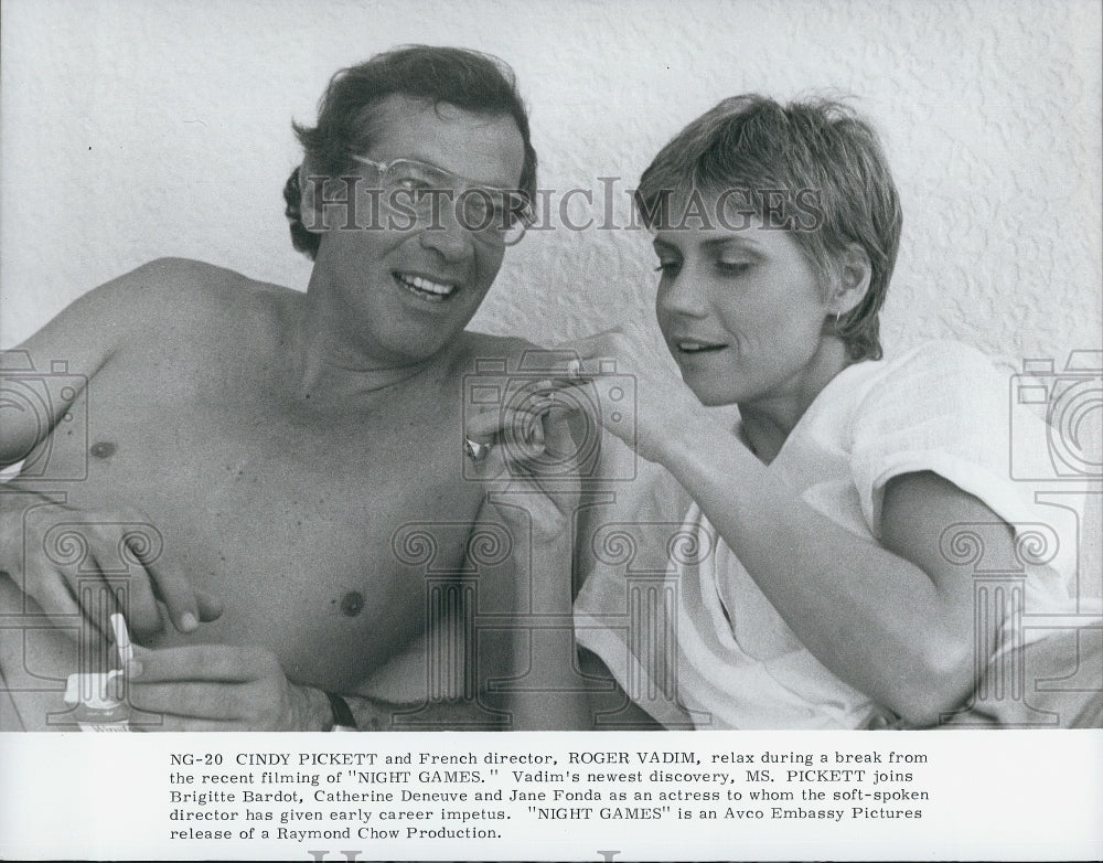 1980 Press Photo Actors Cindy Pickett And Roger Vadim In Film "Night Games" - Historic Images