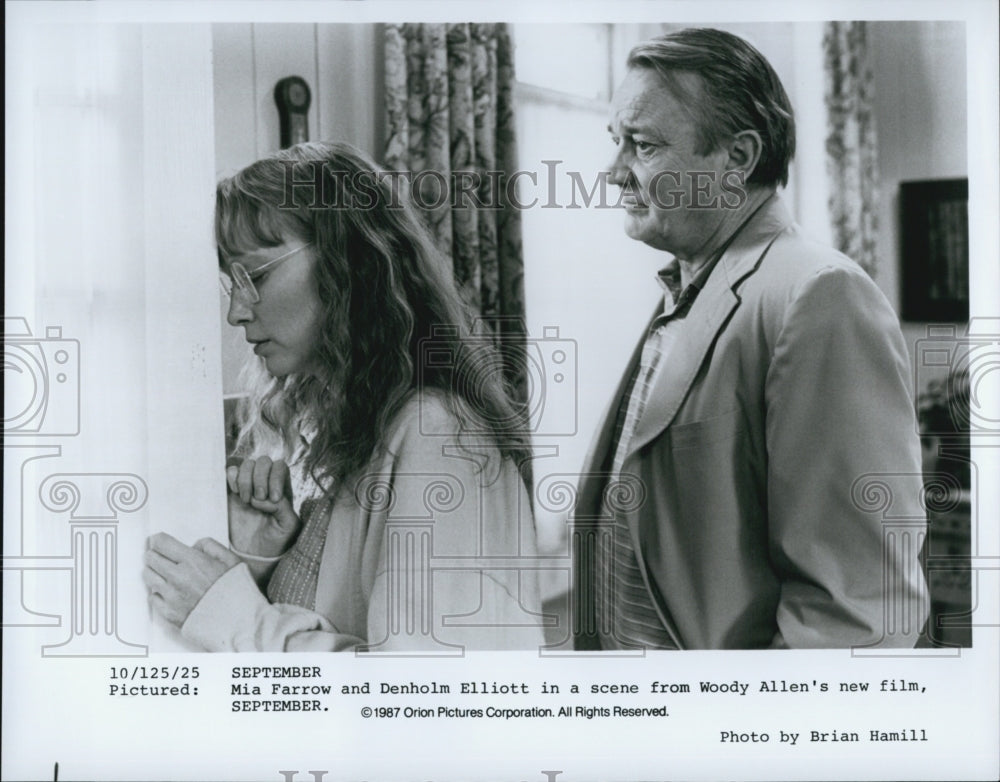 1987 Press Photo Denholm Elliott, Mia Farrow "September" - Historic Images