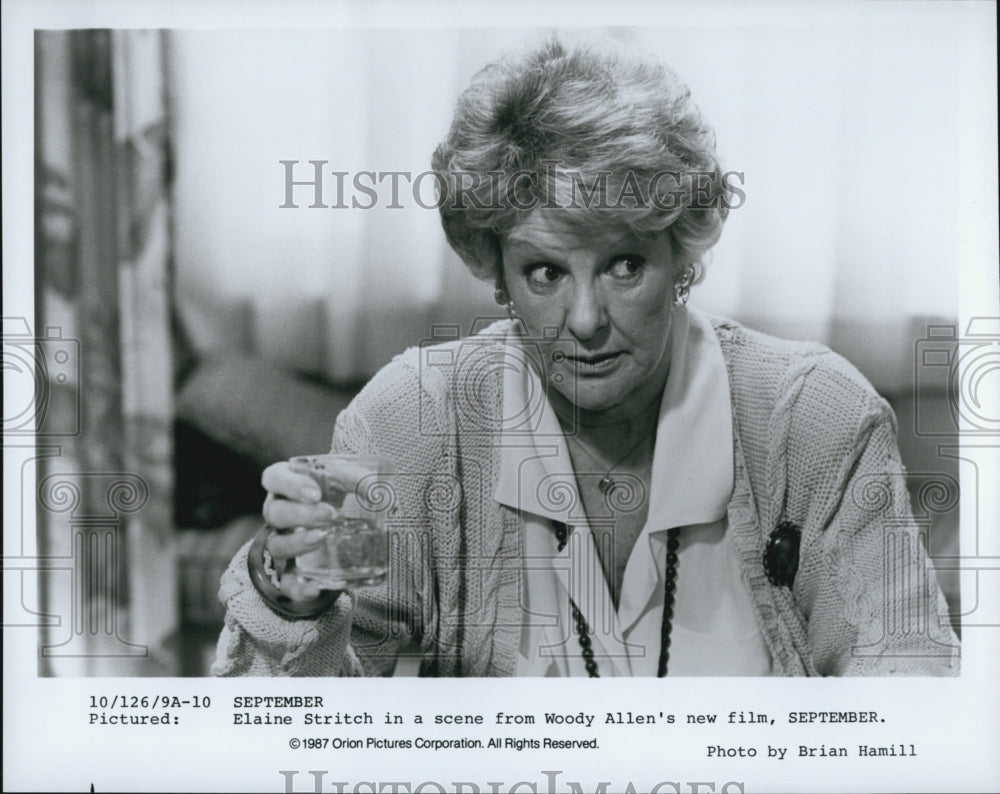 1987 Press Photo Actress Elaine Stritch Starring In Film "September" - Historic Images