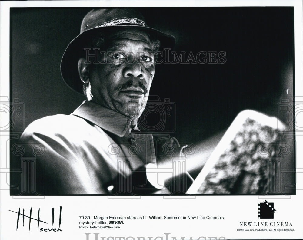 2000 Press Photo Actor Morgan Freeman In Mystery Thriller Film &quot;Seven&quot; - Historic Images