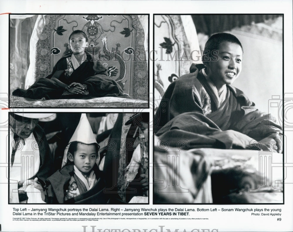 1997 Press Photo Jamyang Wangchuk, Sonam Wangchuk &quot;Seven Years in Tibet&quot; - Historic Images