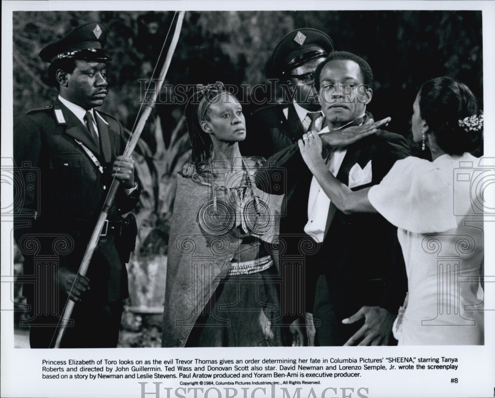 1984 Press Photo Princess Elizabeth Of Toro And Trevor Thomas In "Sheena" - Historic Images