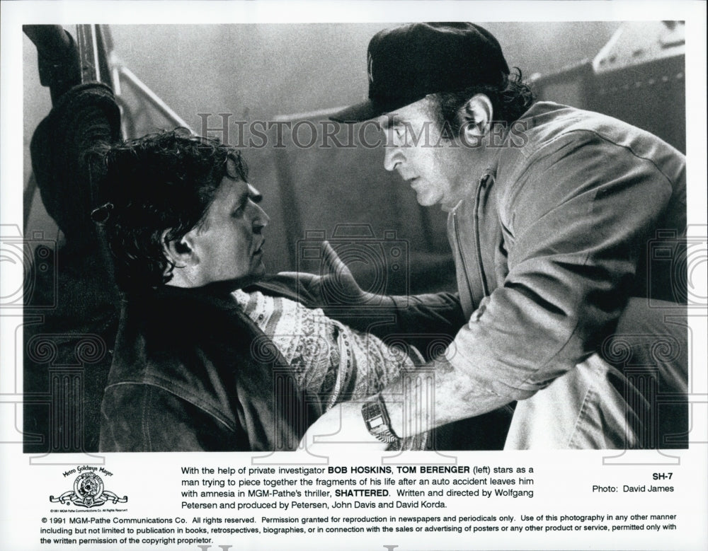 1991 Press Photo Bob Hoskins & Tom Berenger Star In Shattered - Historic Images