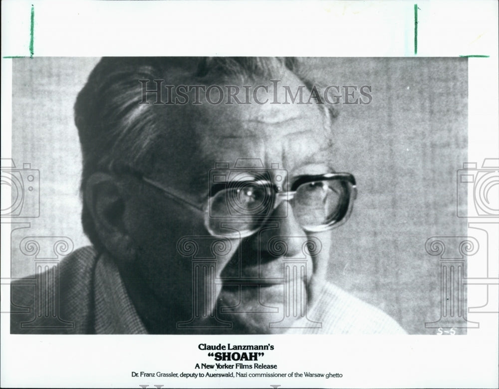 1985 Press Photo Dr. Franz Grassler "Shoah" - Historic Images
