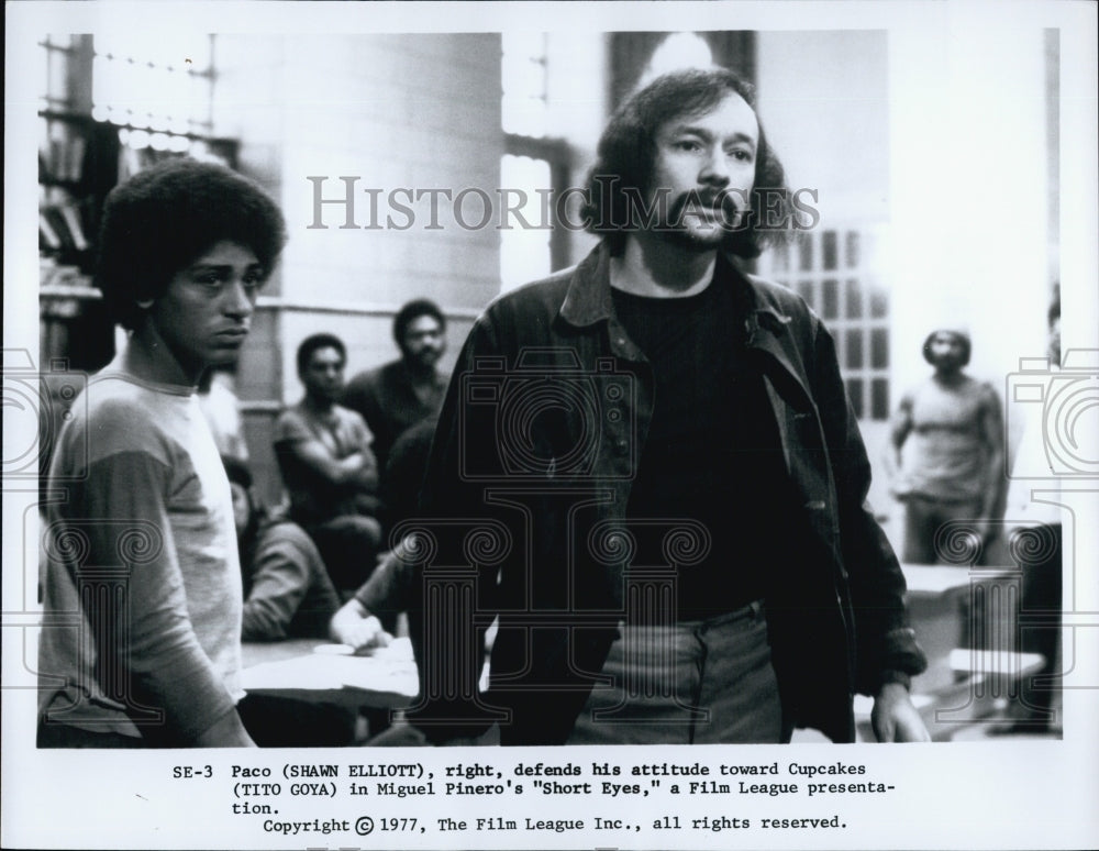 1977 Press Photo Shawn Elliott, Tito Goya "Short Eyes" - Historic Images