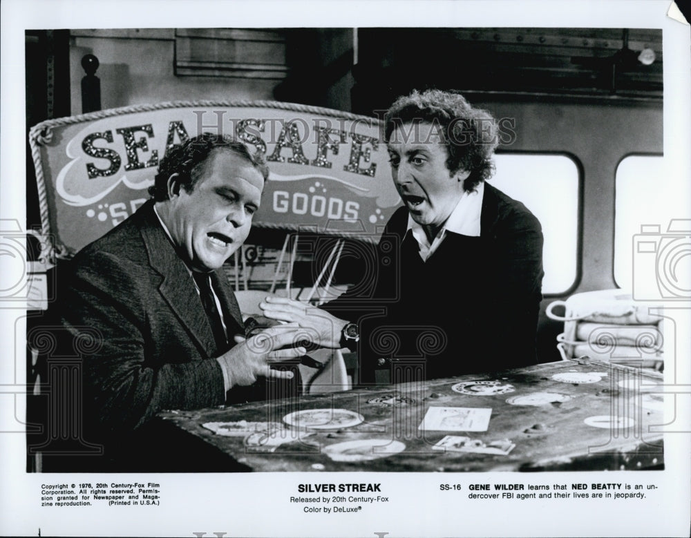 1976 Press Photo Gene Wilder, Ned Beatty &quot;Silver Streak&quot; - Historic Images