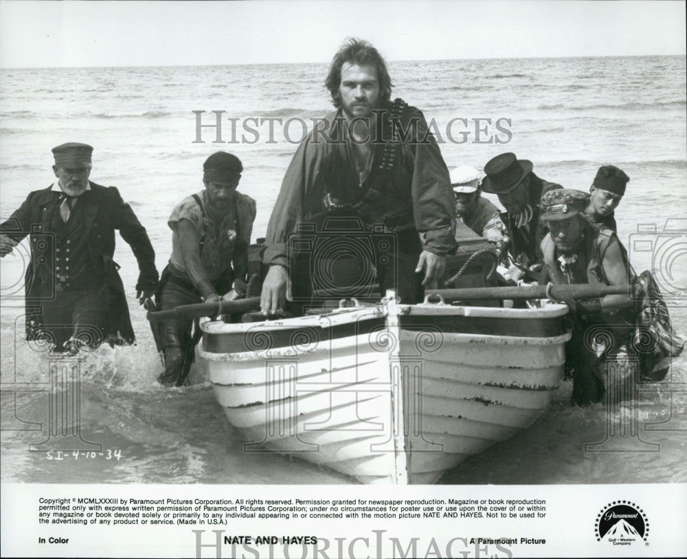 1983 Press Photo Tommy Lee Jones &quot;Nate and Hayes&quot; - Historic Images