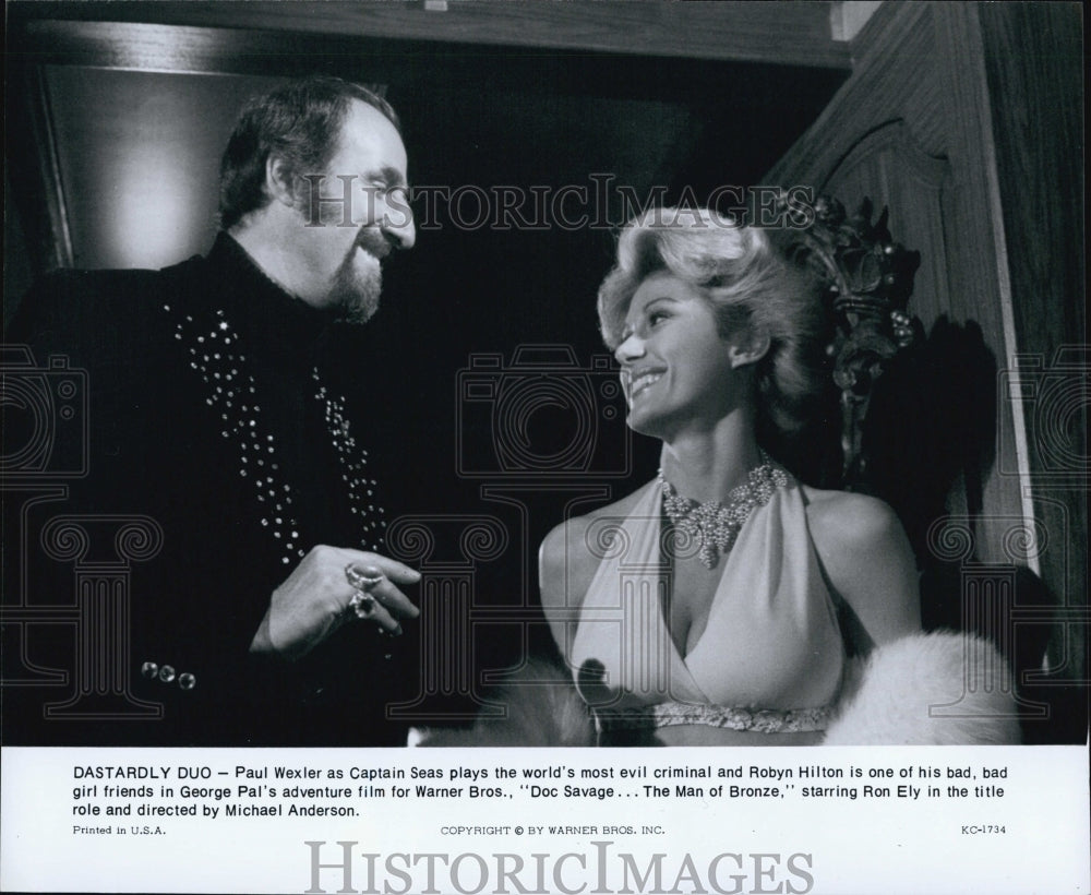 1975 Press Photo Paul Wexler And Robyn Hilton In "Doc Savage: The Man of Bronze" - Historic Images