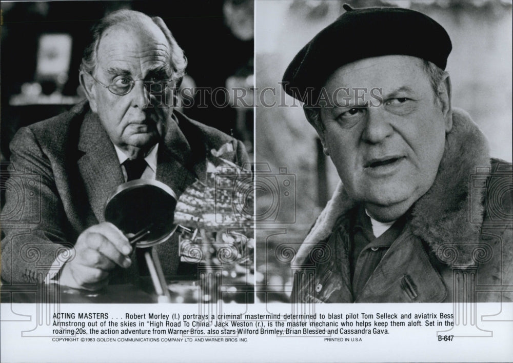 1983 Press Photo Robert Morley, Jack Weston "High Road to China" - Historic Images