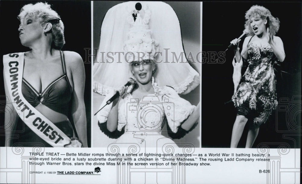 1980 Press Photo Actress And Singer Stars In Concert Film "Divine Madness" - Historic Images