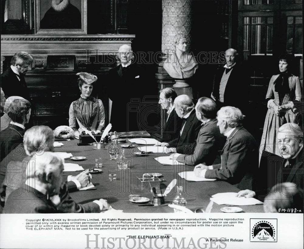 1980 Press Photo Helen Ryan, Anthony Hopkins, John Gielgud In "The Elephant Man" - Historic Images