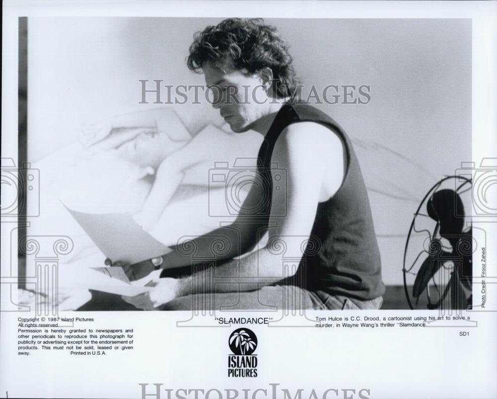 1987 Press Photo Actor Tom Hulce Starring In Mystery Thriller Film "Slam Dance" - Historic Images