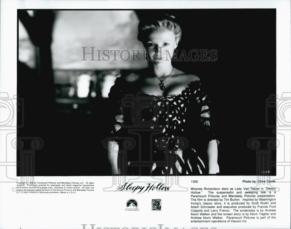 1999 Press Photo Actress Miranda Richardson Stars In Horror Film "Sleepy Hollow" - Historic Images