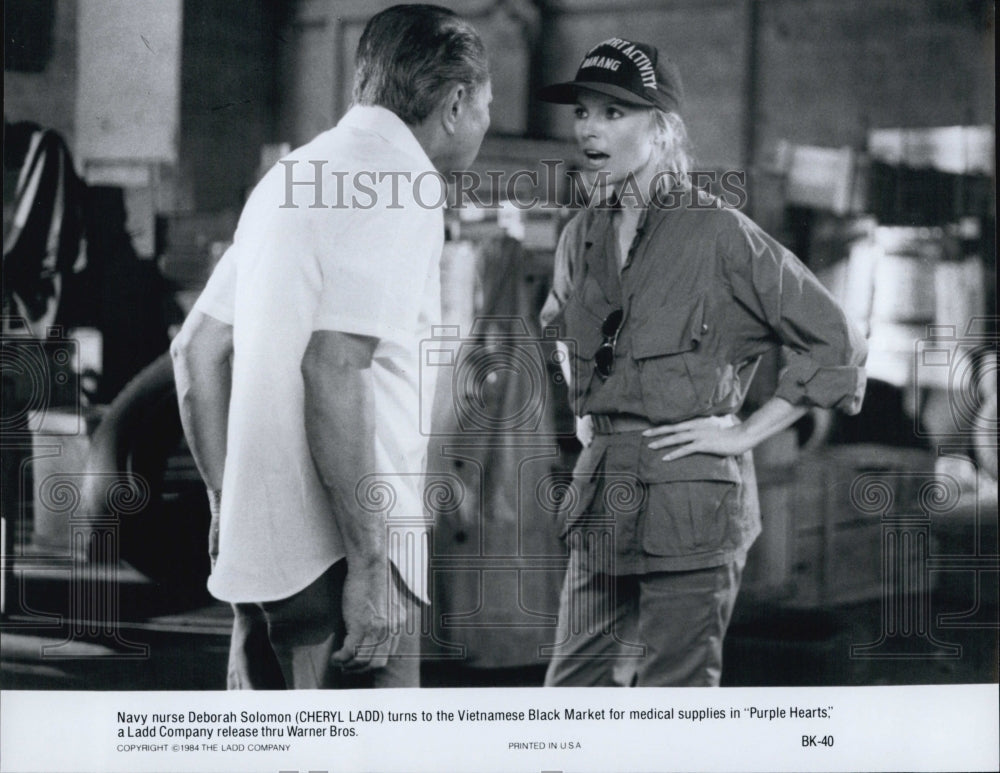 1984 Press Photo Cheryl Ladd stars as Navy Nurse in Vietnam in "Purple Hearts" - Historic Images
