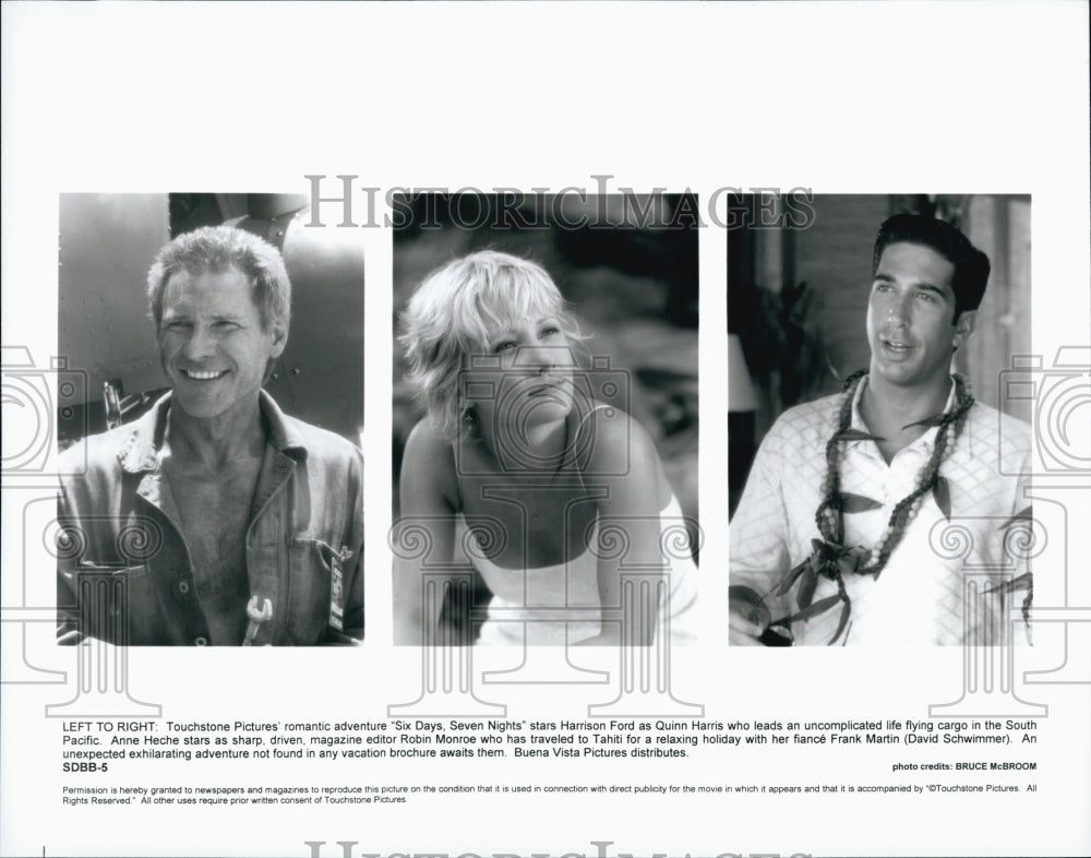 1998 Press Photo Harrison Ford, Anne Heche &quot;Six Days, Seven Nights&quot; - Historic Images