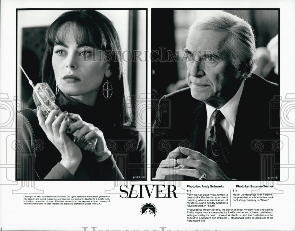 1993 Press Photo  "Sliver" Polly Walker & Martin Landau - Historic Images