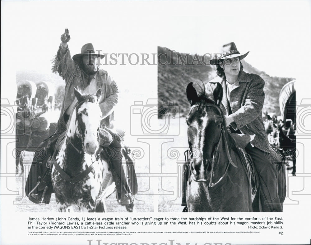 1994 Press Photo "Wagons East!" John Candy, Richard Lewis - Historic Images
