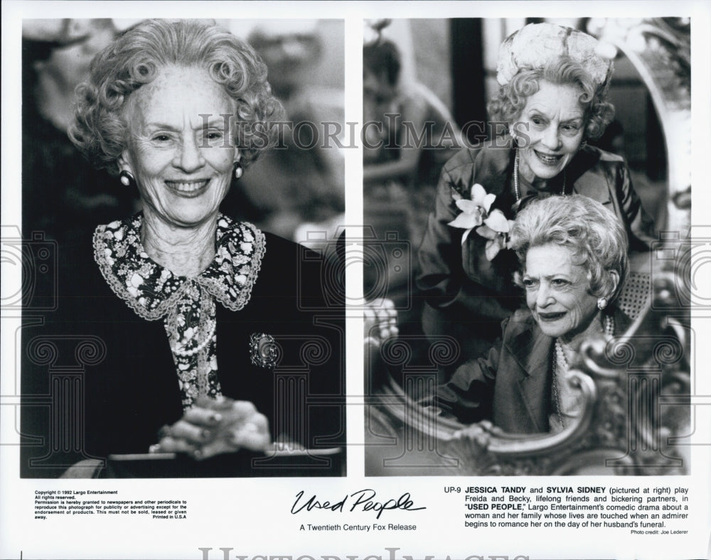 1992 Press Photo Jessica Tandy &amp; Sylvia Sidney Star In Used People - Historic Images