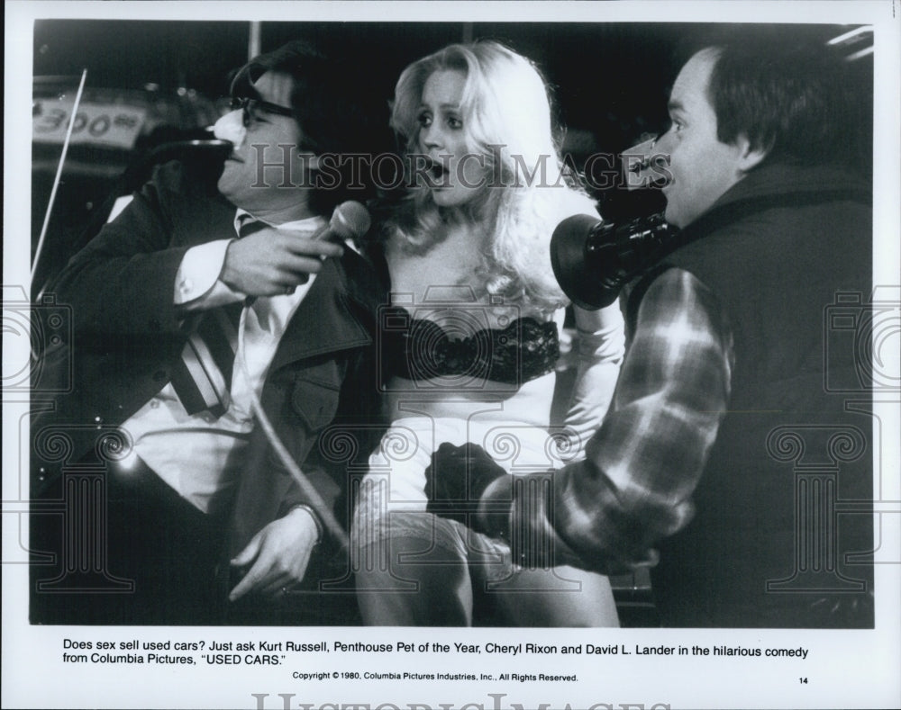 1980 Press Photo &quot;Used Cars&quot; Kurt Russell,Cheryl Rixonm David L. Lander - Historic Images