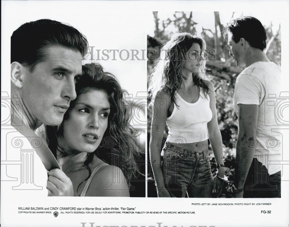 1995 Press Photo "Fair Game" William Baldwin & Cindy Crawford - DFPG90259 - Historic Images