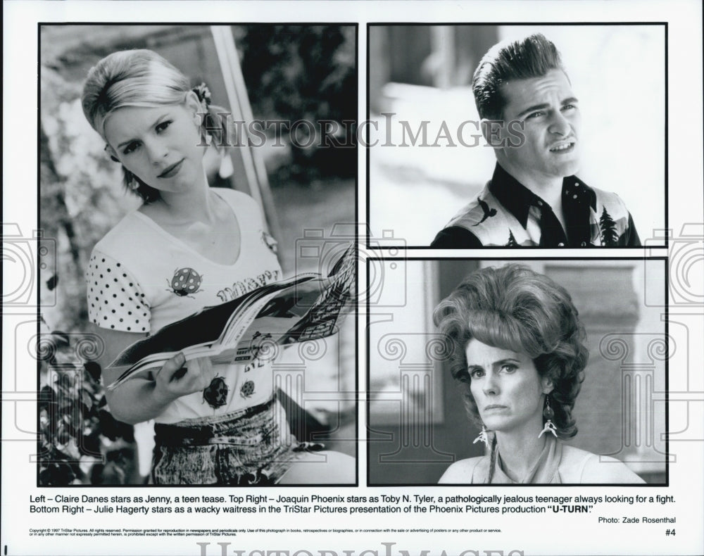 1997 Press Photo &quot;U-Turn&quot; Claire Danes, Joaquin Phoenix, Julie Hagerty - Historic Images