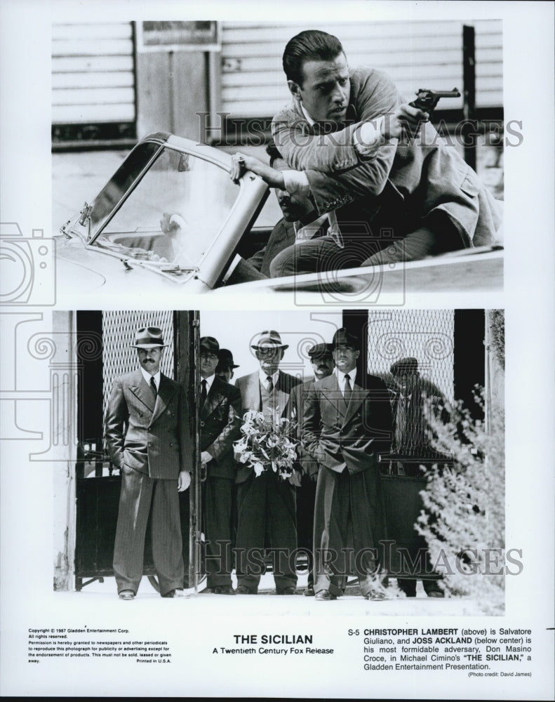 1987 Press Photo Christopher Lambert, Joss Ackland &quot;The Sicilian&quot; - Historic Images