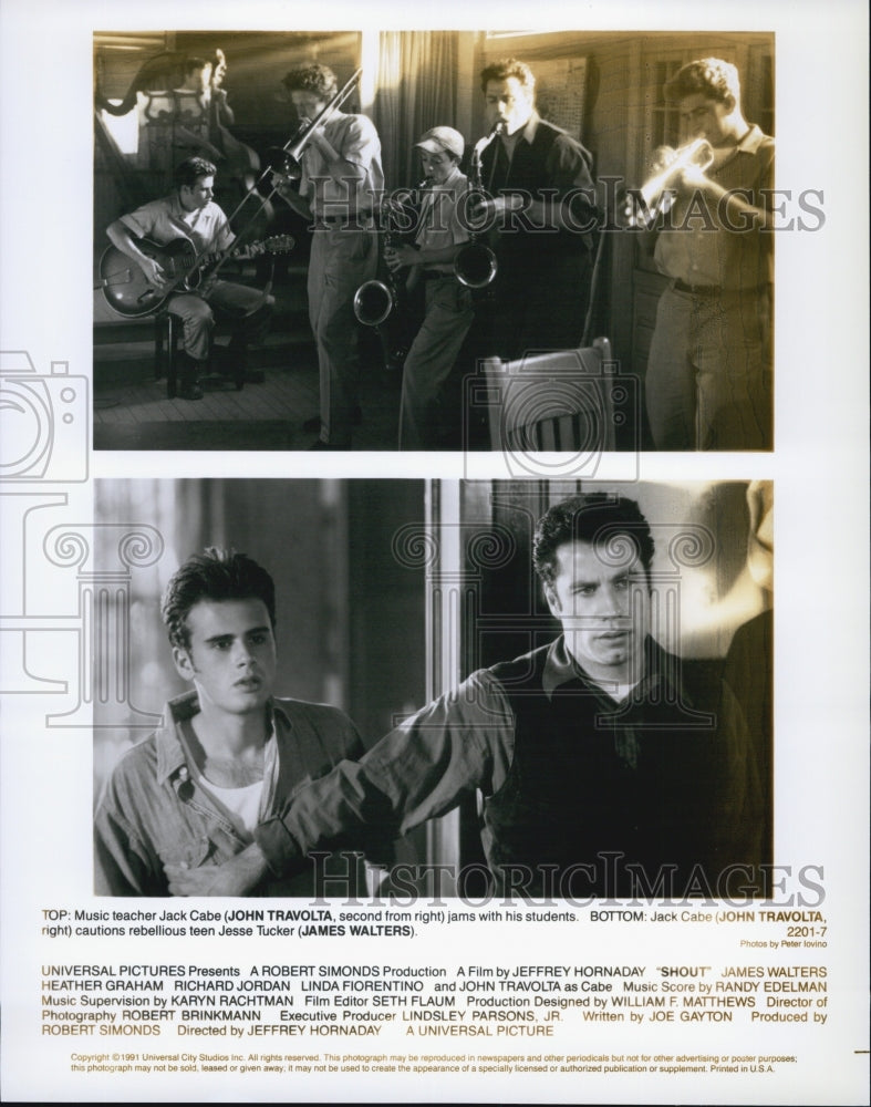 1991 Press Photo "Shout" John Travolta, James Walters - Historic Images