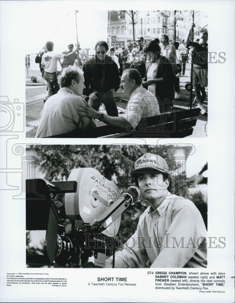 1990 Press Photo Gregg Champion, Dabney Coleman, Matt Frewer &quot;Short Time&quot; - Historic Images