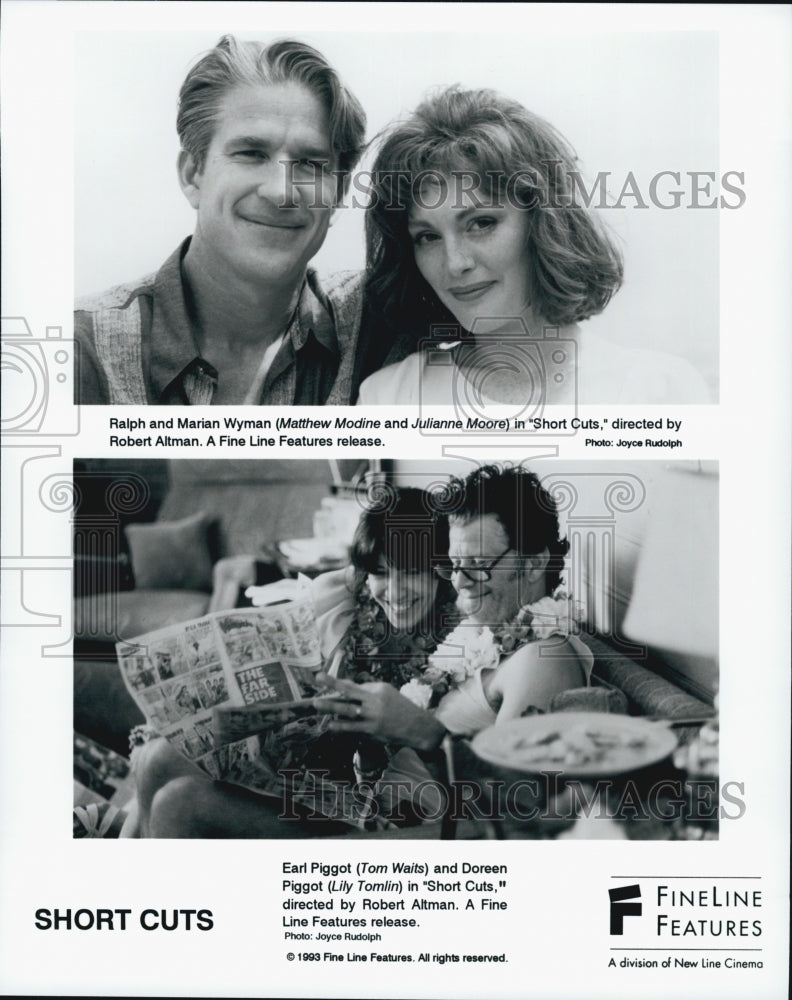 1993 Press Photo Matthew Modine, Julianne Moore, Tom Waits "Short Cuts" - Historic Images