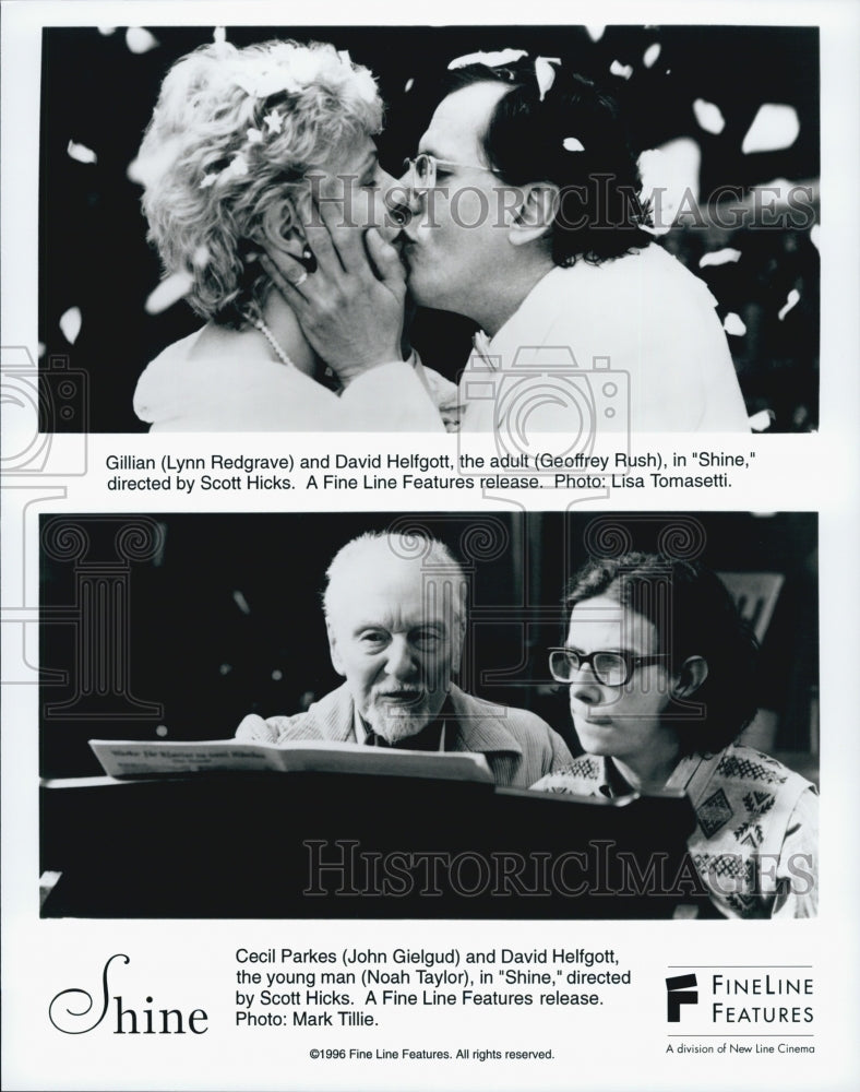 1996 Press Photo Lynn Redgrave, Geoffrey Rush, John Gielgud "Shine" - Historic Images