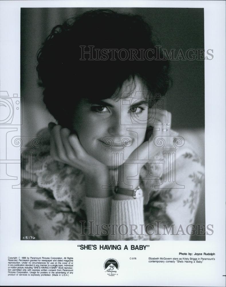 1988 Press Photo  "She's Having A Baby"   Elizabeth McGovern - Historic Images
