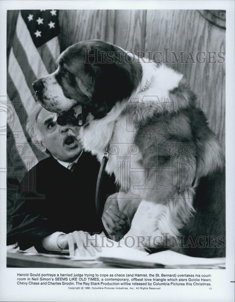 1980 Press Photo Harold Gould And Hamlet The St Bernard "Seems Like Old Times" - Historic Images