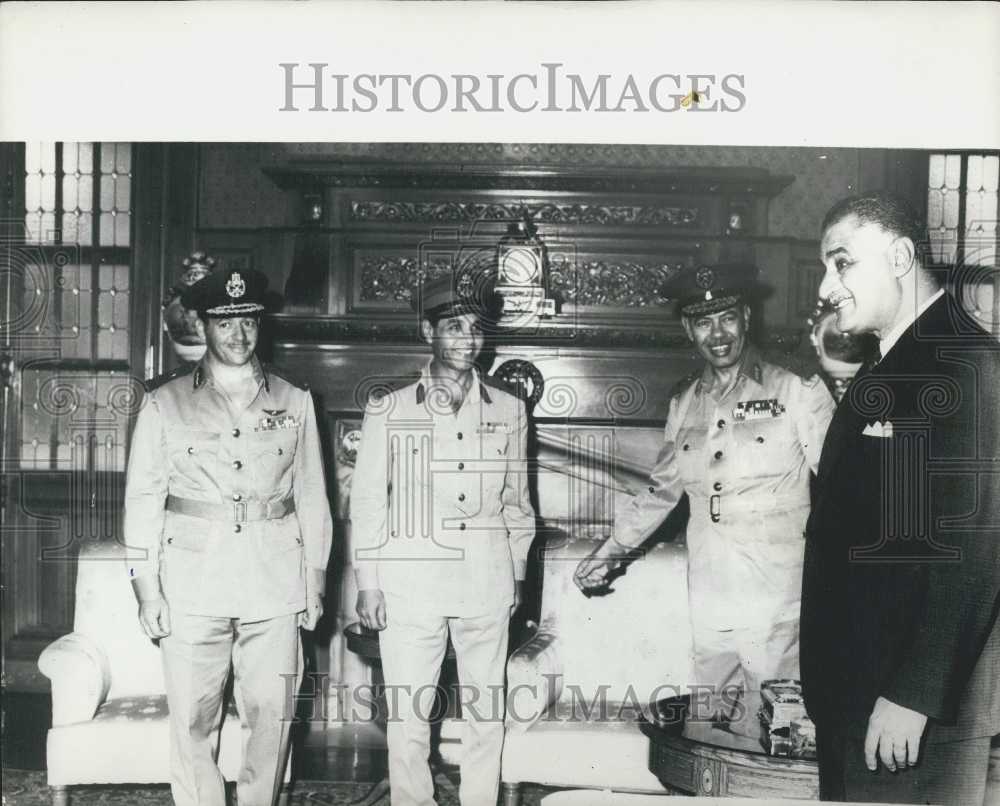 1969 President Nasser receives commanders of his armed forces - Historic Images