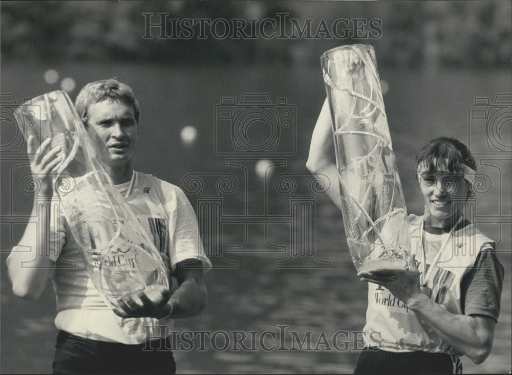 1990 Press Photo World Cup, Single-Sculler Rowing, Titie Jordache, Juri Yaanson - Historic Images