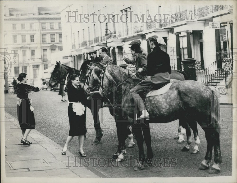 1953 Party of Riders Being Served With Tea After Morning Ride - Historic Images