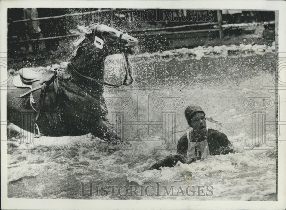 1956 Press Photo Finnish Rider R.A. Kuistila Thrown By Horse-Historic Images