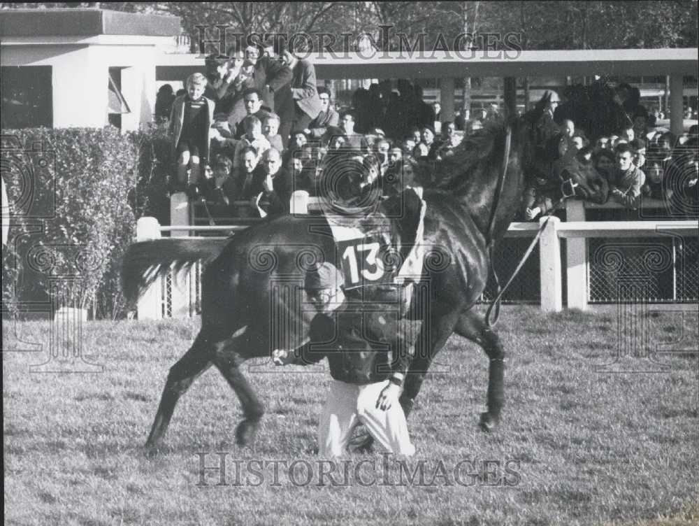 1965 Press Photo Jockey R. Kirchhofer Falls of Number 13, Lumino - Historic Images