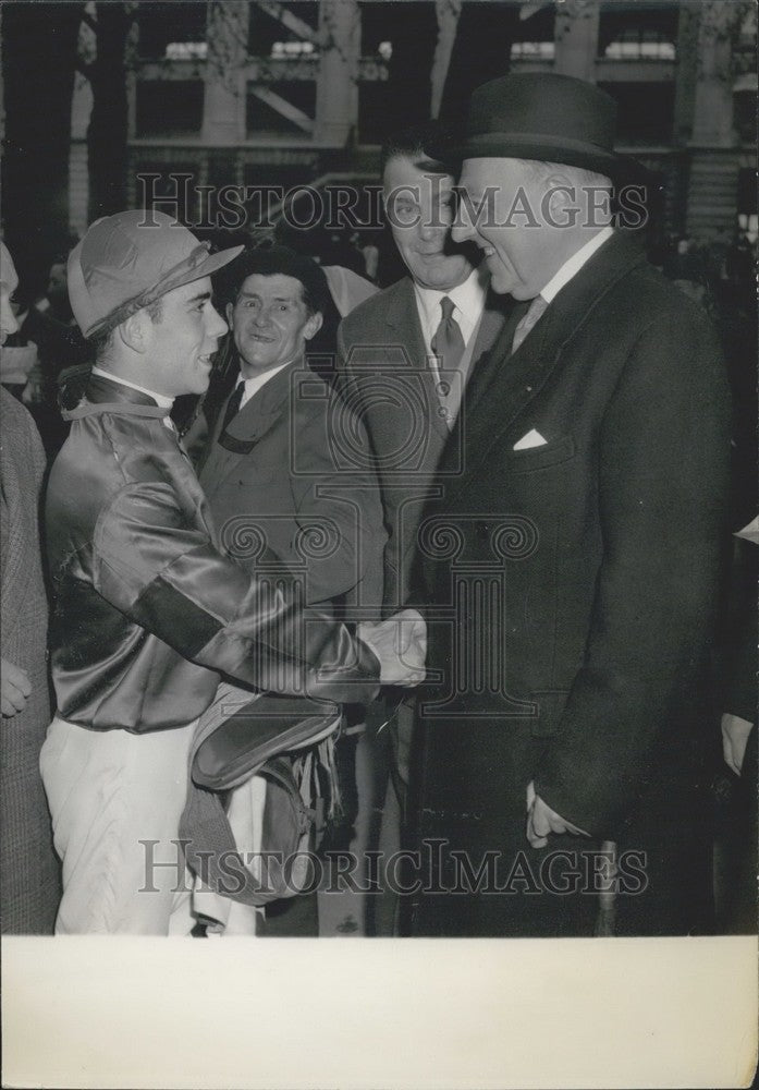 1959 Houdet, Minister of the Agriculture & jockey Mathelin - Historic Images
