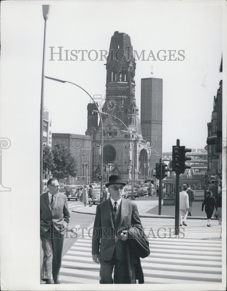 West Berlin Kaiser Wilhelm Memorial Church Distant Street View-Historic Images