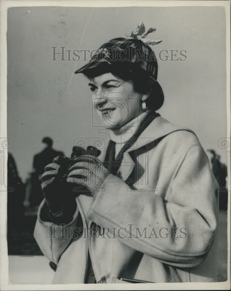 1954  Diana Aley of Cambridge wears a deer - stalker hat - Historic Images