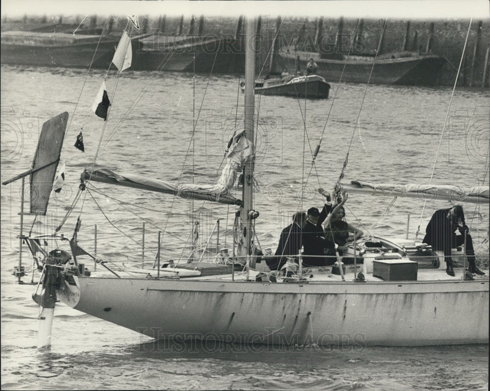 1967 Sir Francis and Lady Chichsester, seen on board Gipsy Moth IV - Historic Images