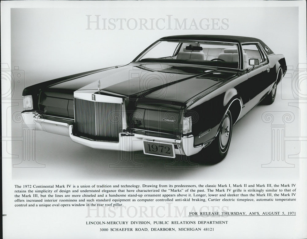 1971 The 1972 Continental Mark IV-Historic Images