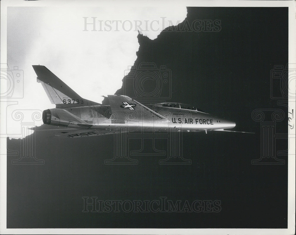 Side View Of F-100 Super Sabre In Flight By US Airforce-Historic Images