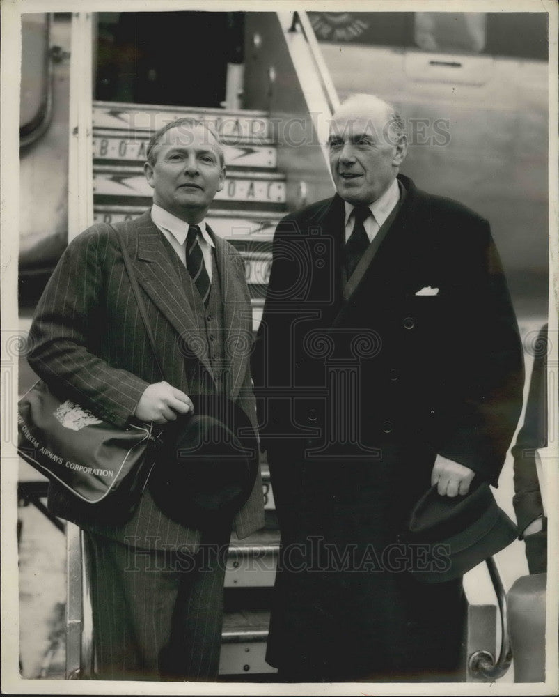 1954, Mr. Oliver Lyttleton & Mr. Selwyn Lloyd Boarding Airplane - Historic Images