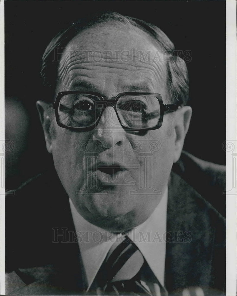 1975 Press Photo NYS Assembly Speaker Stanley Steingut At Senate Hearings - Historic Images