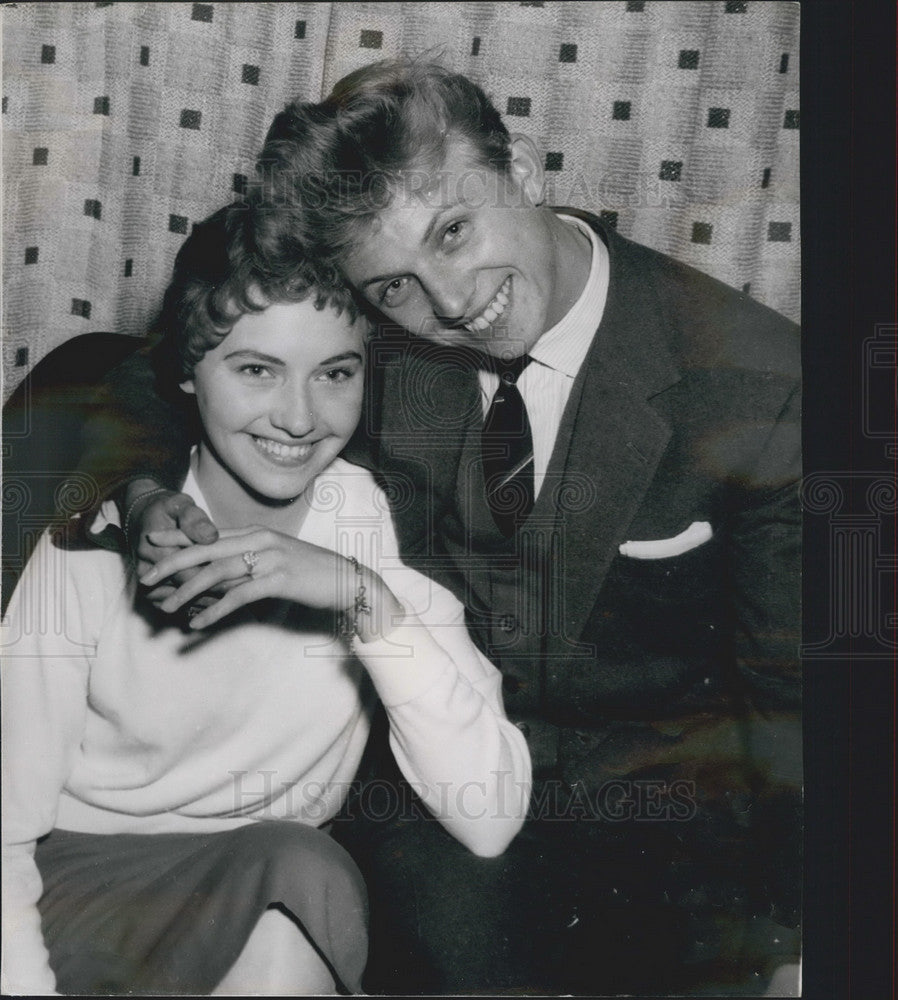 1958 Tommy Steele, rock n' roll idol and his Fiancee Ann Donoughue - Historic Images