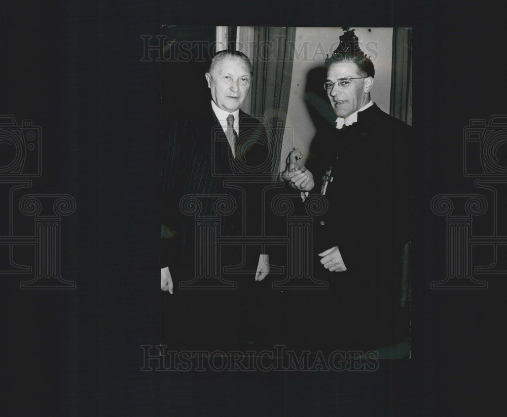 1956 Press Photo Chancellor Dr. Adenauer &amp; Pralat Kuns - KSB03377-Historic Images