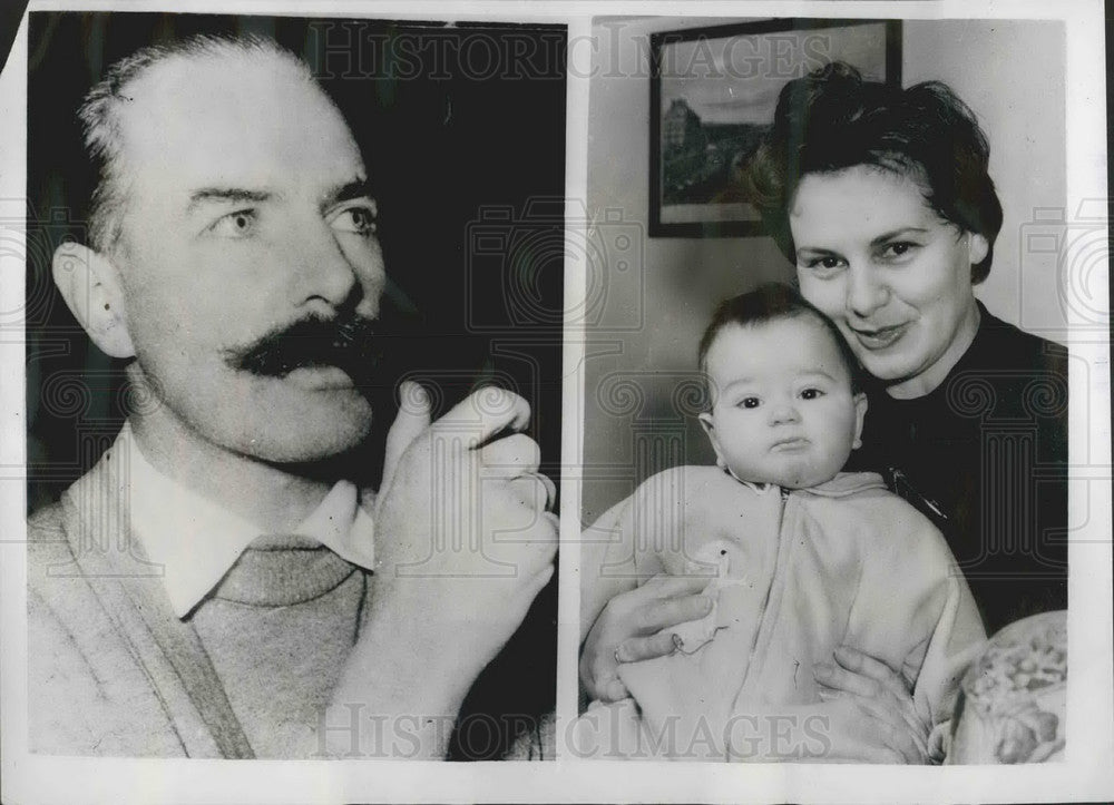 1957 Press Photo John Thornton Stanley,wife &amp; son, Acquitted In Cairo Spy Trial-Historic Images